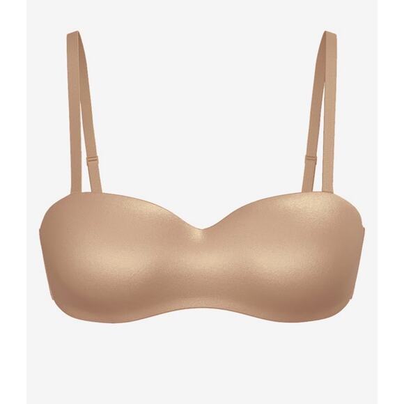 Victoria Secret Lined Strapless Bra 32 D Nude Tan Padded Underwire NWT - Picture 5 of 9